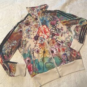 Adidas Track Bomber Three Stripe Floral Daisy Jacket L